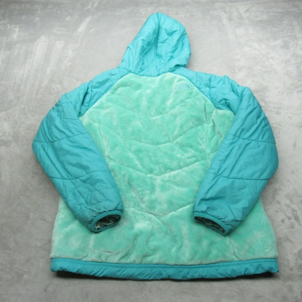 The North Face Jacket Girls XL Aqua‎ Hooded Insulated Reversible Perseus Puffer